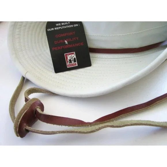 Men's Kodiak Rugged Outback Headwear Beige & Leather Strap - OS 100% Cotton NWT - Picture 2 of 16